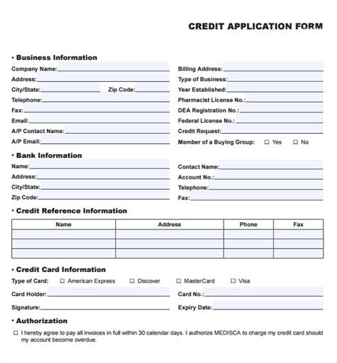 10 Credit Application Forms To Download Sample Templates