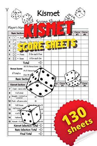 Kismet Score Sheets 130 Large Score Sheet Pages For Scorekeeping T