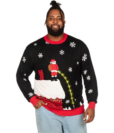 Leaky Roof Light Up Big And Tall Ugly Christmas Sweater Men S Christmas Outfits Tipsy Elves
