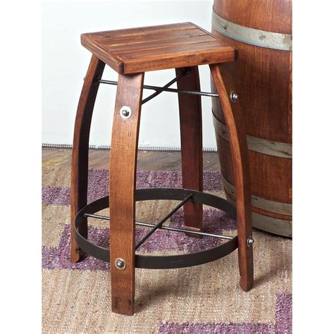 2 Day Designs Reclaimed 24 Inch Stave Wine Barrel Counter Stool With