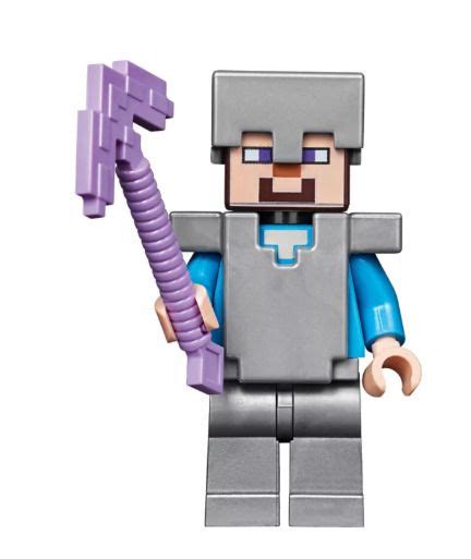 Details About Lego Minecraft Minifigure Steve Flat Silver Helmet Armor
