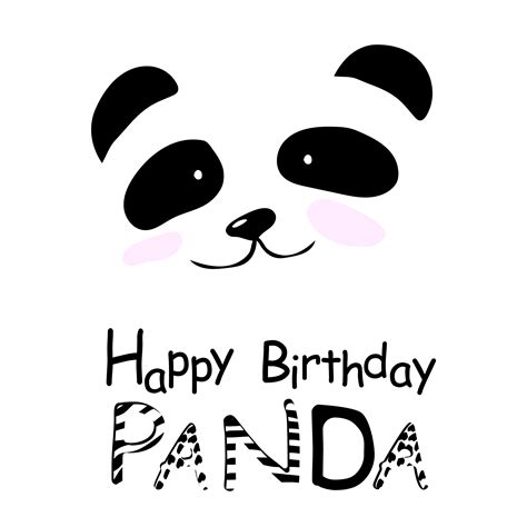 Greeting Card With Cute Panda Face Inscription With A Different Print