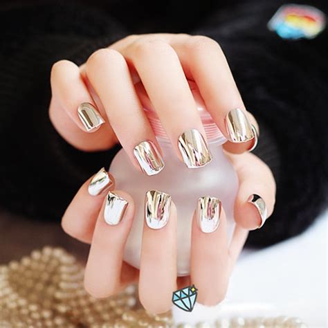 Metal Plating False French Acrylic Nail Tips Without Nail Glue Beauty