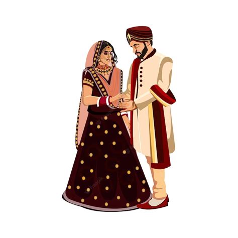 Premium Vector Indian Wedding Couple Character Bride And Groom