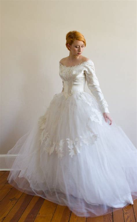 1950s Priscilla Of Boston Wedding Gown Silk Xs Etsy