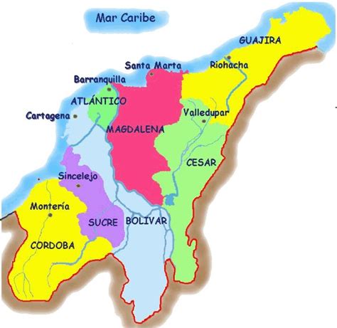 Mapa Region Caribe De Colombia