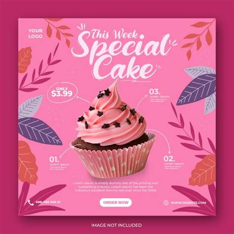 Premium Psd Cute Cake Menu Promotion Social Media Instagram Post