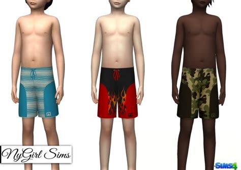Boys Swim Trunk Three Pack At Nygirl Sims Sims 4 Updates