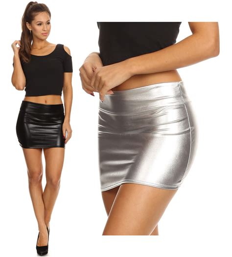 Sakkas Kaie Women S Shiny Metallic Liquid Wet Look Mini Skirt Mini Skirts Skirts Fashion