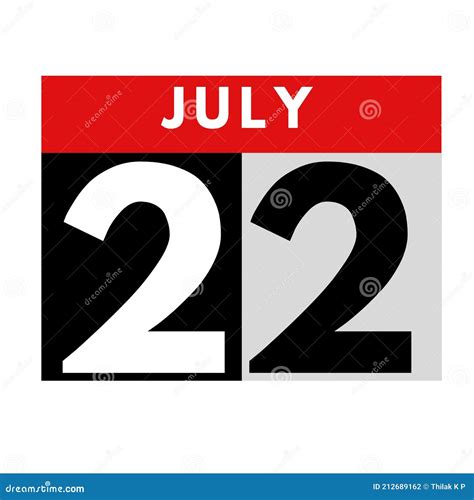 July 22 Flat Daily Calendar Icon Date Day Month Stock Illustration