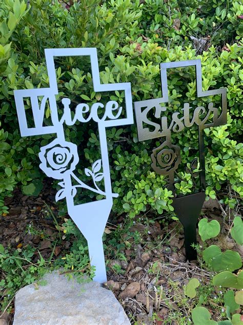 Cross Stake Cemetery Stake Grave Marker For Her Metal Etsy