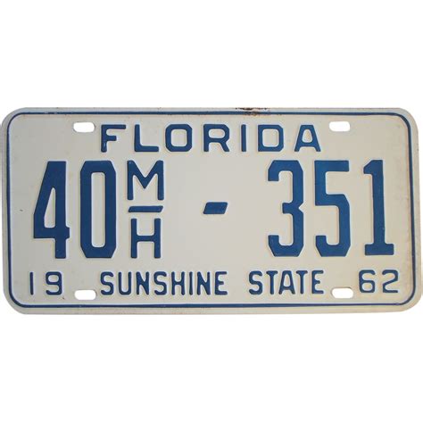 Auction houses, auction gallery and art auction opportunities in your area. Vintage 1962 Florida License Plate SOLD | Ruby Lane