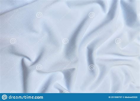 Blue Crepe Satin Crumpled Or Wavy Fabric Texture Background Abstract Linen Cloth Soft Waves