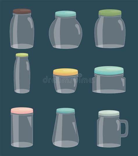 Set Of Mason Jars Colorful Stock Vector Illustration Of Icon 145088829