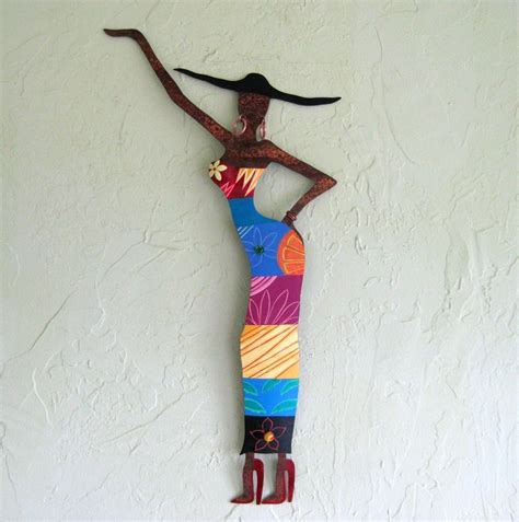 Hand Made Handmade Upcycled Metal Exotic African Lady Wall Art
