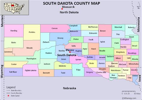 South Dakota County Map List Of 55 Counties In South Dakota And Seats