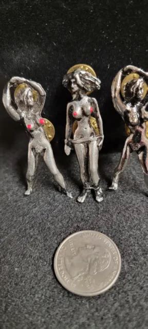 Vintage Naked Girl Pins Collectible Old Fantasy Woman Lady Biker Chick Pinback Picclick