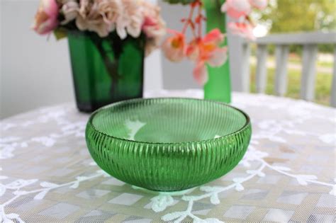 Emerald Green Ribbed Candy Dish Bowl Vintage Eobrody Co Clevel Easy