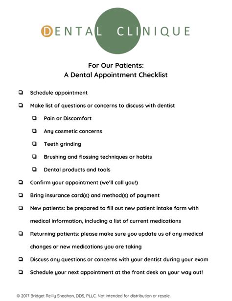A Patient Dental Visit Checklist Dental Clinique
