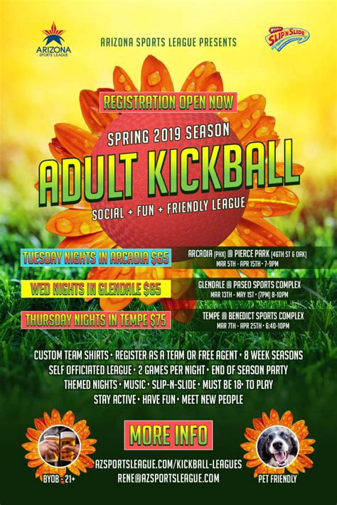 Asl Kickball Spring 19 Reg Flyer Combo Arizona Sports League