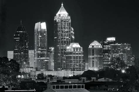 Atlanta Black And White Night Photograph By Frozen In Time Fine Art