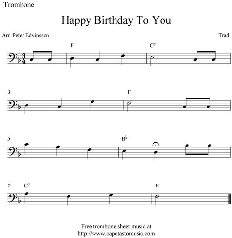 Trombone Sheet Music Happy Birthday Sheet Music Scores Happy