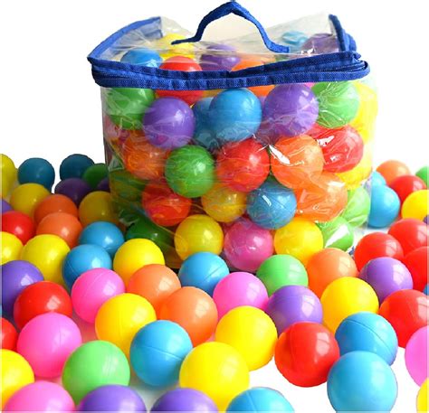 Ram® 100 X Multicoloured Soft Plastic Play Pit Balls With Clear Pvc Carry Bag For Indoor Outdoor