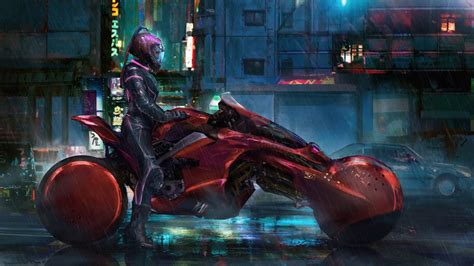 Cyberpunk Girl Motorbike Sci Fi 4k 62534 Wallpaper