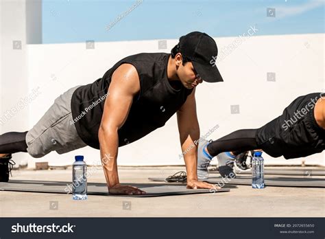 Young Indian Man Doing Bodyweight Push Stock Photo 2072655650