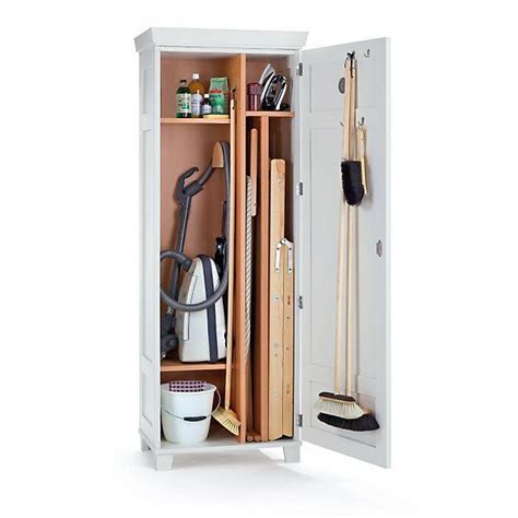 Placard a balai ikea pas fatiguant meuble a balai. Besenschrank Buchenholz, Weißlackiert | Rangement balais, Rangement aspirateur, Rangement placard