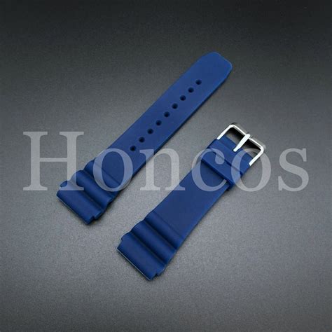 22 Mm Blue Soft Silicone Rubber Watch Band Strap Fits For Seiko Diver Skx Ebay
