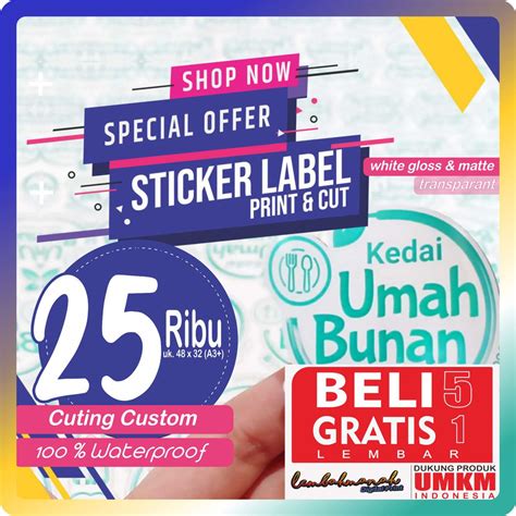 Jual Cetak Stiker Label Vinyl Transparan A Cut Cetak Label Kemasan Shopee Indonesia