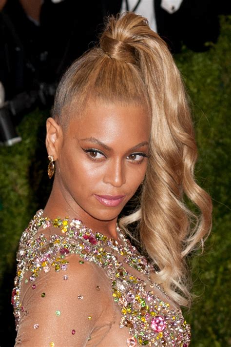 Beyoncé Wavy Honey Blonde High Ponytail Ponytail Hairstyle Steal Her
