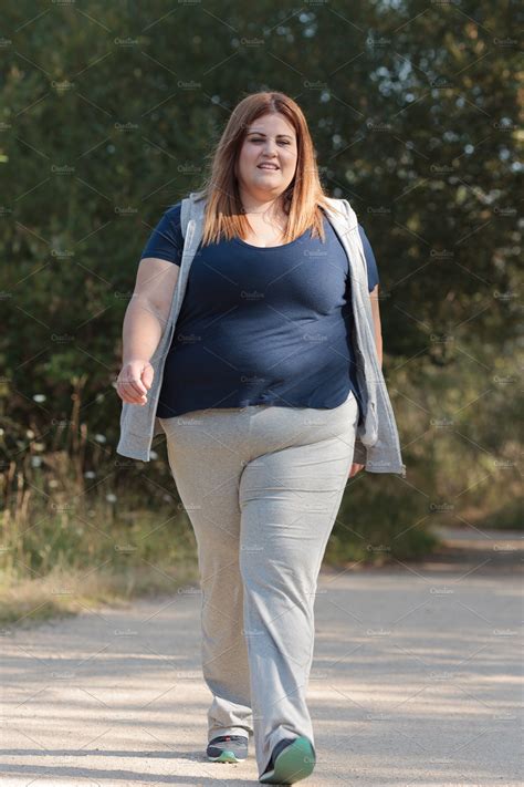 Overweight Woman Walking Stock Photos ~ Creative Market
