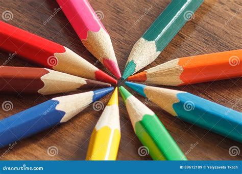 Set Of Colored Pencils In The Star Shape Stock Image Image Of Core