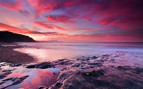 Wallpaper Landscape Sunset Sea Nature Shore Reflection Sky