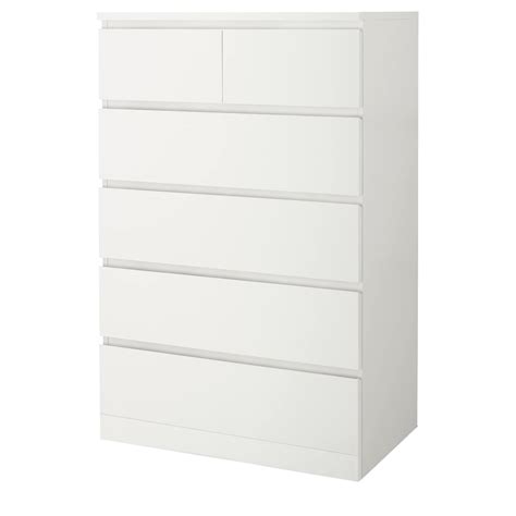 Malm Commode 6 Tiroirs Blanc 80x123 Cm Ikea