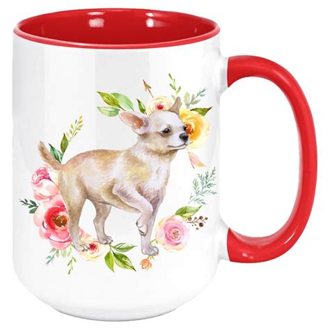 Chihuahua Coffee Mug White With Colored Inside And Handle Etsy