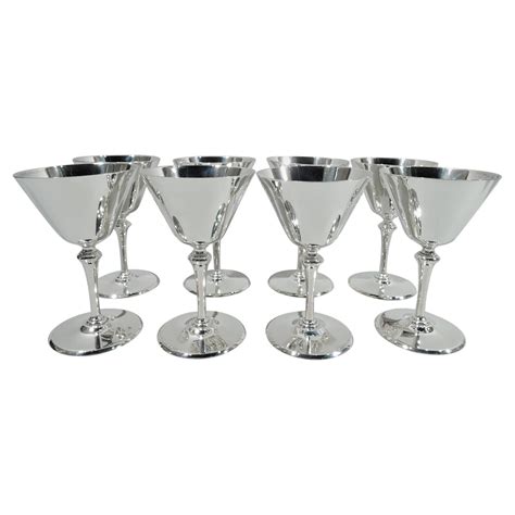 Set Of 8 Fabulous Tiffany Art Deco Sterling Silver Cocktail Cups At