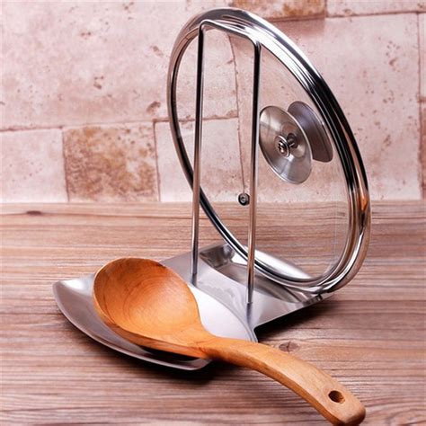 Soup Spoon Rests Stainless Steel Pan Pot Cover Lid Rack Stand Spoon