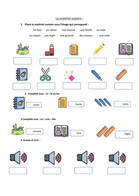 La Matériel Scolaire Online Worksheet For Primaire You Can Do The Exercises Online Or Download
