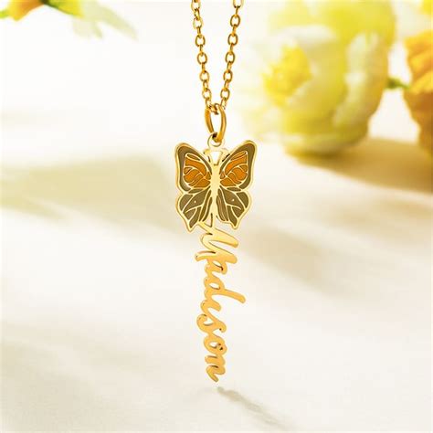 Personalized Birth Month Butterfly Necklace With Name T For Her Callie