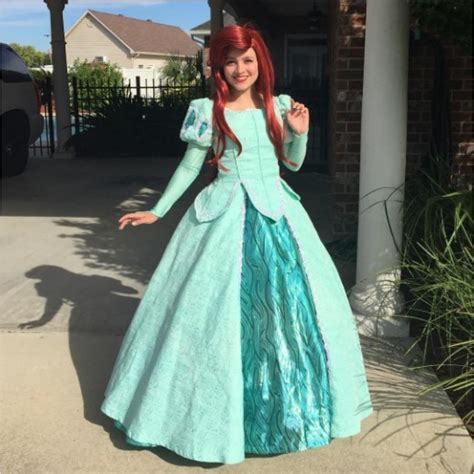 P290 Movies Cosplay Costume Movie Teal Ariel Princess Dress With