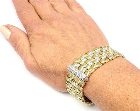 Roberto Coin Appassionata Five Row Diamond Woven Gold Bracelet At