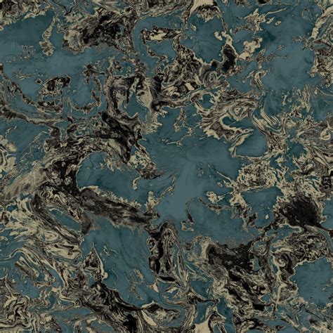 Liquid Swirl Marble Teal And Metallic Champagne Gold Wallpaper 6363 6363