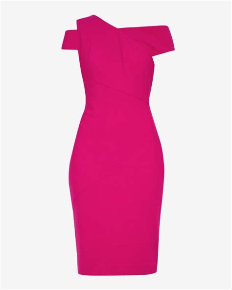 Asymmetric Neckline Dress Bright Pink Dresses Ted Baker Uk Designer Outfits Woman
