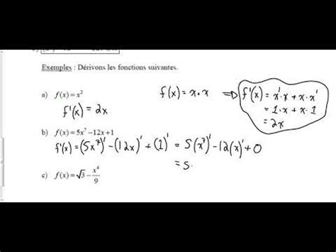 Formule de dérivation de fonctions algébriques YouTube
