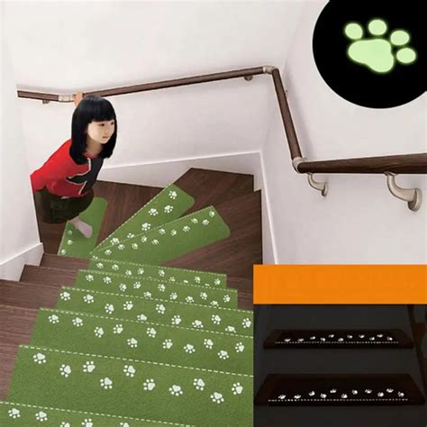Home Light Emitting Stairway Footprint Pattern Anti Slip Mat Self