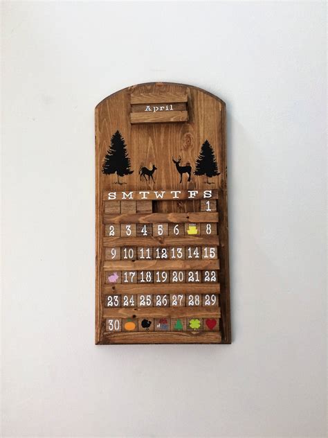 Deer Calendarwooden Calendar Perpetual Calendar Wooden Etsy