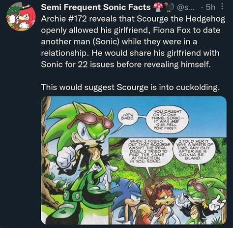 semi frequent sonic facts s sh archie 172 reveals that scourge the hedgehog openly allowed